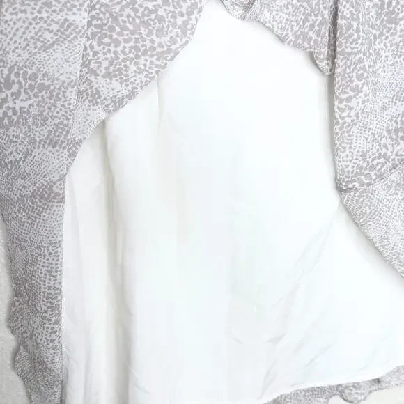 Ann Taylor Pleated Snakeskin Accordion Midi Skirt Size 6P White Gray Office - Picture 6 of 9